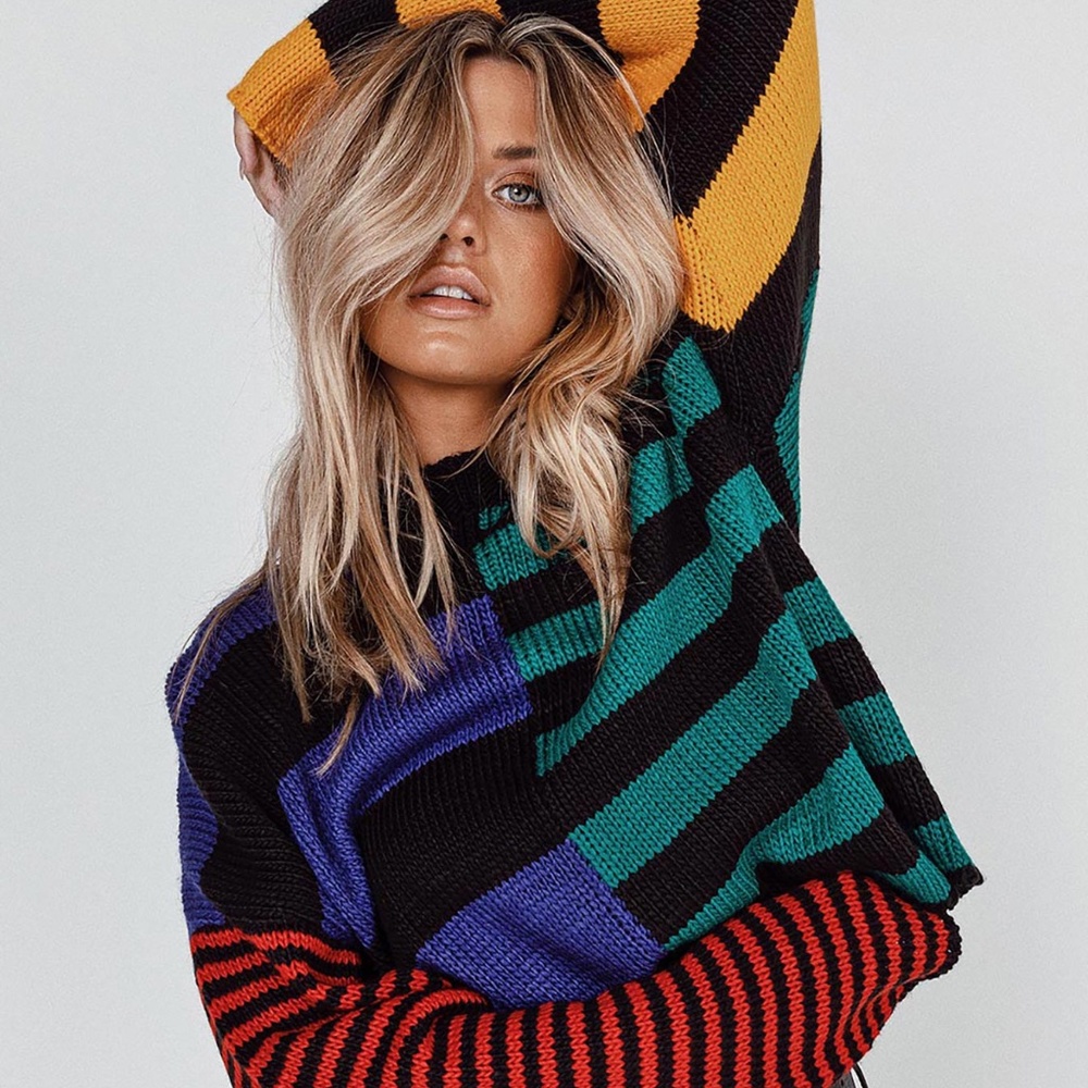 THE RAGGED PRIEST CHUNKY KNIT JUMPER MULTI STRIPE
